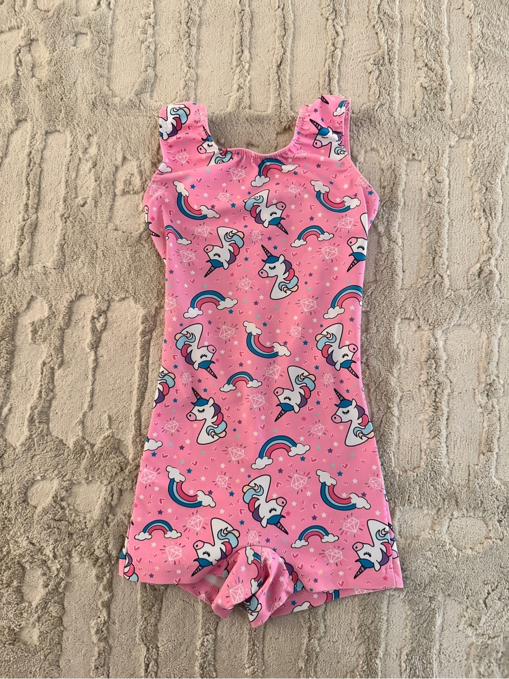 Destira Girls Pink Unicorn Rainbow Unitard